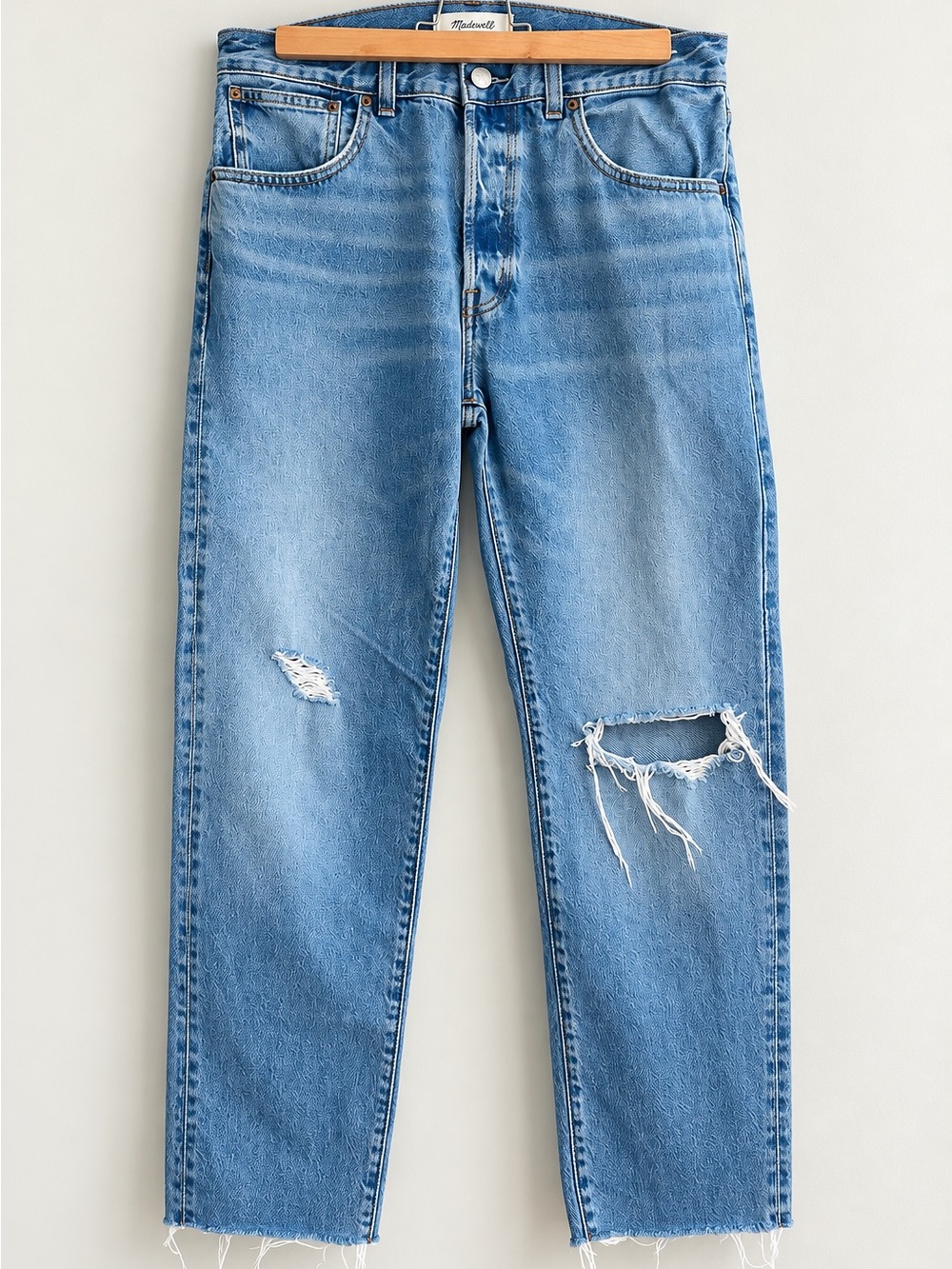 Madewell Light Blue Distressed Straight Jeans